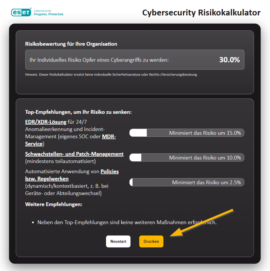 2-Spalten - Cybersecurity Risikokalkulator